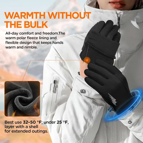 Miniatura 3 de rivmount Guantes de invierno para mujeres y hombres, guantes de forro de pantalla táctil para clima frío, 3 capas resistentes al viento
