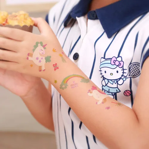 Miniatura 6 de 24 pajitas de plástico reutilizables de unicornio + 6 tatuajes temporales para niñas Suministros para fiesta de cumpleaños – Decoraciones