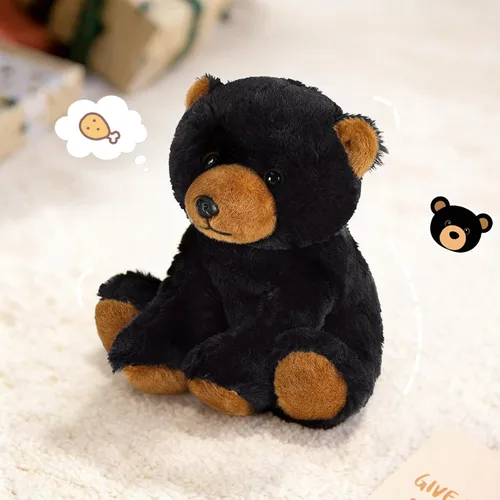 Miniatura 8 de Ditucu Peluche de oso negro de 8 pulgadas, lindos juguetes de peluche realistas, ultra suaves, regalos para niños