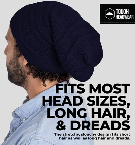Miniatura 23 de Slouchy Cable tejido Gorro de lana por Tough Headwear – Gorro de lana de gran tamaño Sombreros Gorros Graves Sombreros Para Hombres y Mujeres