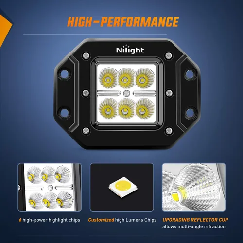 Miniatura 3 de Nilight - NI23C-18W 2 piezas de 18 W de luz LED de inundación para trabajo, luces de conducción, barra de luz LED, luces LED todoterreno, montaje