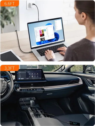 Miniatura 7 de CableCreation Cable USB C a USB C de 6.6 pies, paquete de 2 unidades PD de 100 W con pantalla LED, cable USB C duradero trenzado con pantalla