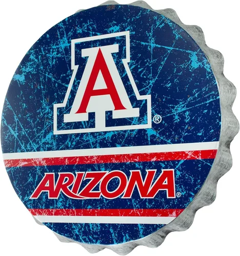 FOCO Arizona NCAA - Letrero de pared de metal con tapa de botella, 13 pulgadas, estilo vintage envejecido, con licencia oficial