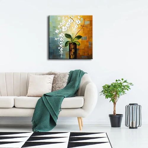 Miniatura 3 de Pintura 100% hecha a mano "Beauty of Life" de Wieco Art, para decoración de paredes, pintura al óleo sobre, diseño floral Galería envuelta