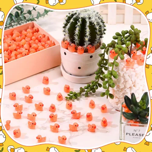 Miniatura 7 de Barydat 600 piezas de mini patos de resina naranja a granel, decoración de patos pequeños para esconderse y buscar, bromas, cruceros, accesorios