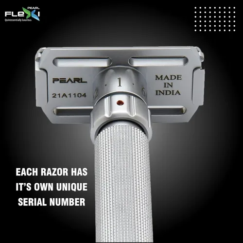 Miniatura 5 de Pearl Flexi - Maquinilla de afeitar de seguridad ajustable versión V12 – Maquinilla de afeitar de metal reutilizable hecha de 100% latón