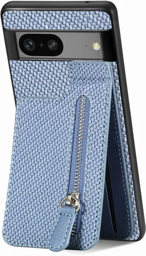Miniatura 9 de LEMAXELERS Funda tipo cartera con cremallera y tarjetero para Google Pixel 7 Pro, piel sintética plegable con función atril magnético, cierre