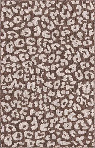 Miniatura 3 de Unique Loom Outdoor Safari Collection - Alfombra para exterior, diseño de leopardo (3 x 5 pies 3 pulgadas, Rectángulo, Marrón/Marrón claro)