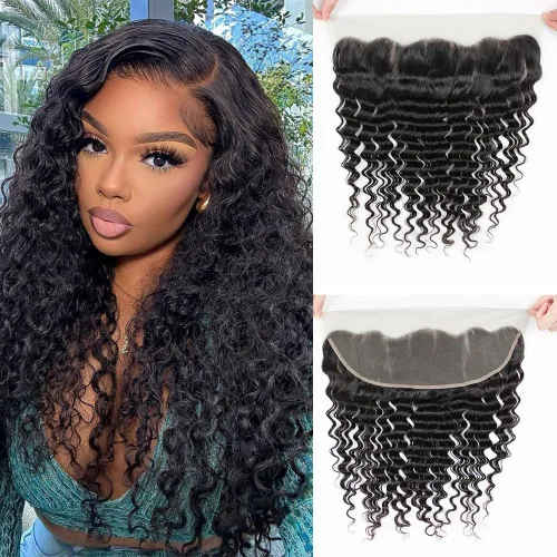 Miniatura 22 de CHEEON Frontal de encaje HD de 13 x 4 de 12 pulgadas, cabello humano brasileño ondulado con cierre frontal de encaje, 100% cabello humano virgen sin