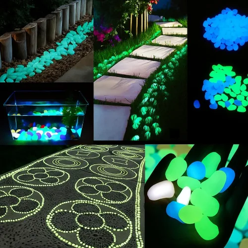 Miniatura 2 de Party Zealot 400 piedras que brillan en la oscuridad para pasarelas interiores y exteriores, jardín, entrada, bolsa grande alimentada por luz y Azul