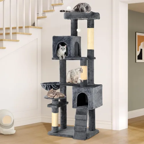 YITAHOME - Torre de árbol para gatos de 70.8 pulgadas para gatos de interior: condominio de casa de juegos para mascotas de varios niveles, muebles