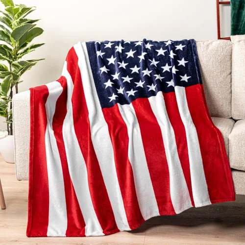 Pavilia Manta Patriótica – Manta de bandera nacional estadounidense para sofá, sillón, cama, forro polar de microfibra suave reversible, regalo de