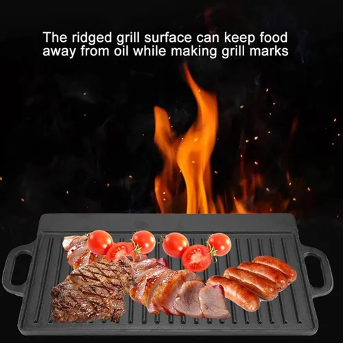 Miniatura 2 de Sartén antiadherente, estufa de interior, parrilla para el hogar, cocina de gas fundido Teppanyaki con asas, parrilla rectangular gruesa de doble