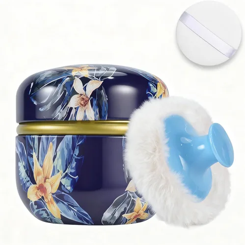 SHIMIDO Polvo Corporal y Aplicador, 8 cm Contenedor Portátil de Polvo Corporal para Bebés y Mujeres, Estuche de Polvo con Tapa para Baño, Viaje y