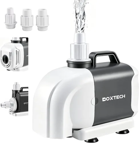 Miniatura 10 de Boxtech Bomba de agua para acuario, bomba de fuente de doble uso de 265 GPH - Sumergible de 15 W/externa con 3 boquillas de salida para acuarios