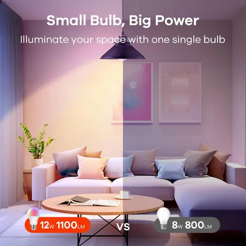 Miniatura 3 de OREiN Matter Bombilla Inteligente, 1100 Lúmenes Equivalente a 75W Bombillas Inteligentes, Bombillas de Luz que Cambian de Color Funcionan con Apple