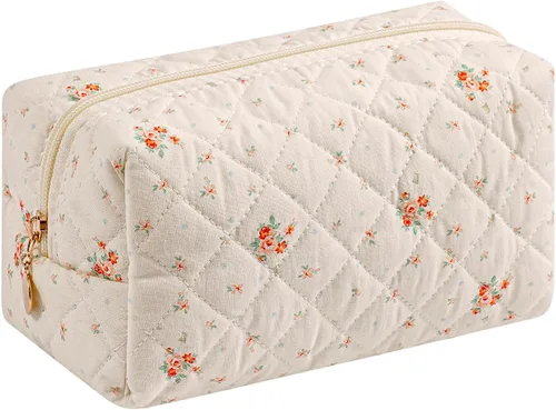Miniatura 45 de Bolsa de maquillaje de viaje para mujeres y niñas, bolsa de maquillaje con cremallera, flores florales, organizador de maquillaje, bolsa de tela