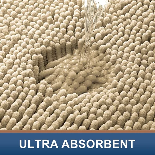 Miniatura 4 de Juego de alfombras de baño Smiry de 2 piezas, suave alfombra absorbente de chenilla y juego de alfombra en forma de U para inodoro, alfombra de baño