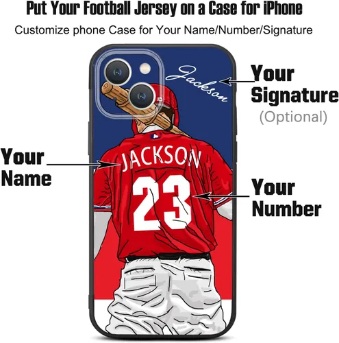 Miniatura 2 de Funda de béisbol personalizada con nombre y número para iPhone 17 Air 16 15 Pro Max 14 13 Mini 12 11 Xs Xr SE3 8 7 6 Plus, silicona líquida