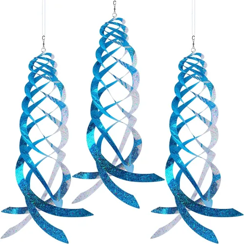 Hausse Reflectores espirales repelentes de pájaros azules de Mylar giratorios, dispositivo reflectante colgante para disuadir aves, decorativo para