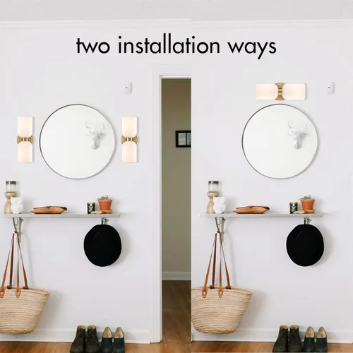 Miniatura 9 de CLAXY Lámpara de pared moderna de baño en oro con vidrio lechoso, accesorios de iluminación de baño con 2 luces regulables Dorado