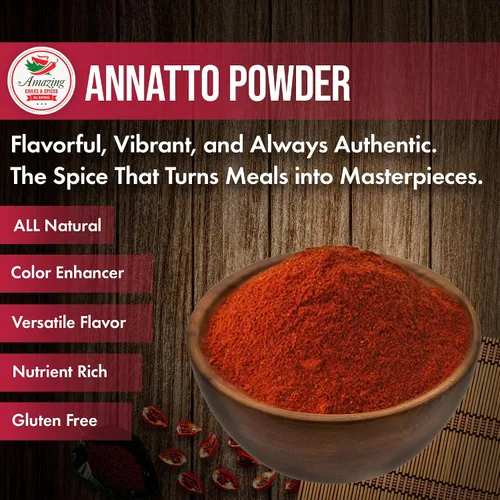 Miniatura 2 de Achiote Powder - Semillas de annatto molidas de 16 onzas (1 libra), ideales para añadir color y sabor suave en sopas, guisos, carnes y recetas