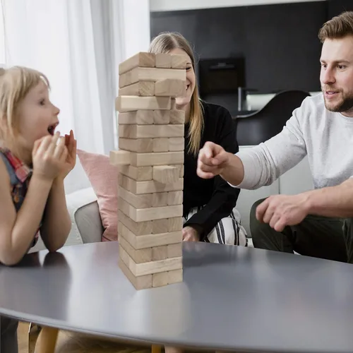 Miniatura 2 de easyGO grandes bloques de madera Stack & Tumble gigante Stacking & Tumble Tower Juego, Stacks a más de 4 pies de altura.