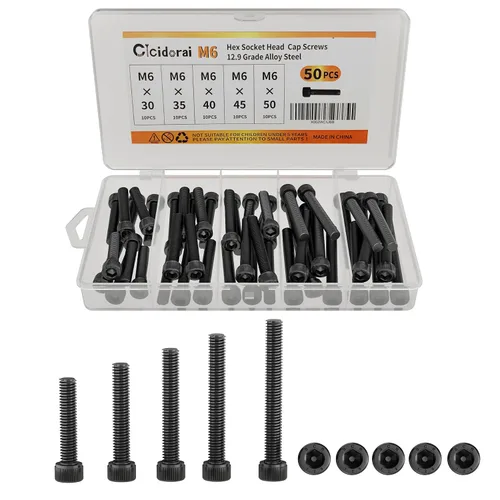 Miniatura 11 de Tornillos de cabeza de botón M6 x 0.315 in, 0.472 in, 0.630 in, 0.787 in, 0.984 in, cabeza de botón, acero de aleación de grado 10.9, unidad