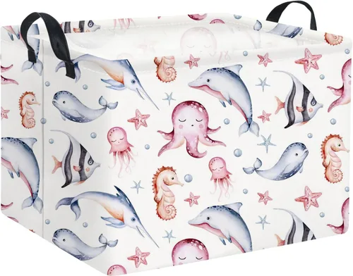 Miniatura 12 de Cesta de almacenamiento rectangular de animales para bebés y niños, cesta de almacenamiento para niños para habitación de animales, decoración linda
