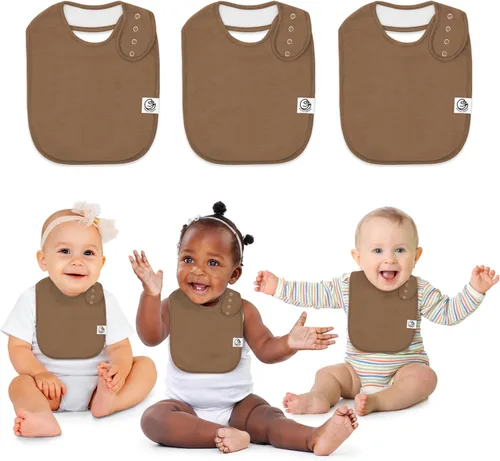 Miniatura 20 de Organic Cotton Baby Bibs for Drooling & Teething – Soft, Ultra Absorbent Baby Bib Set for Boys & Girls, 3-Pack Baberos blancos