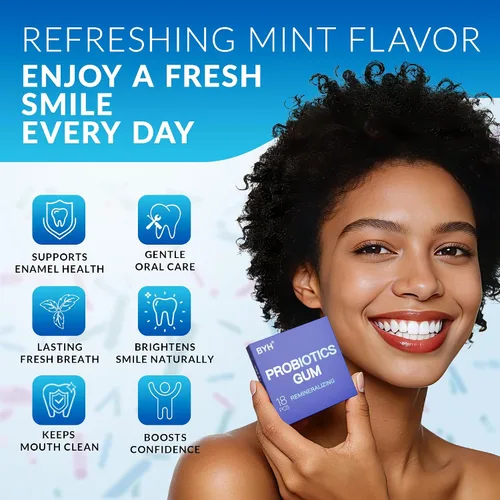 Miniatura 6 de Goma de mascar remineralizante con probióticos nano hidroxiapatita – Chicle de xilitol menta sin azúcar – Esmalte y cuidado bucal – Soporte