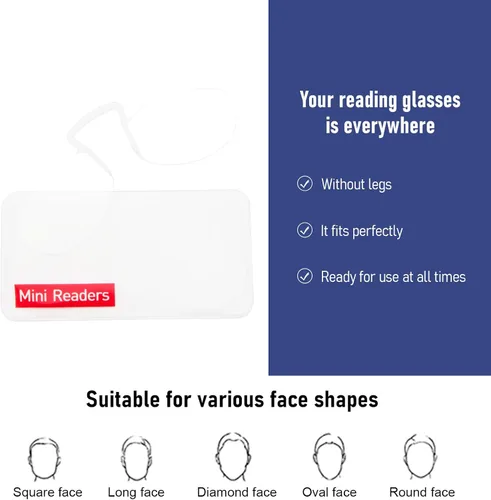 Miniatura 3 de DXYXYO Gafas de lectura delgadas sin brazos para hombres y mujeres, mini lectores de nariz ligeros sin patas con clip, paquete de 3