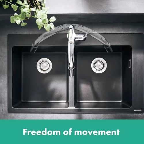 Miniatura 8 de Hansgrohe Metropol - Grifo de cocina para baño individual empotrado con palanca, color negro mate 240 con rociador extraíble y rango giratorio