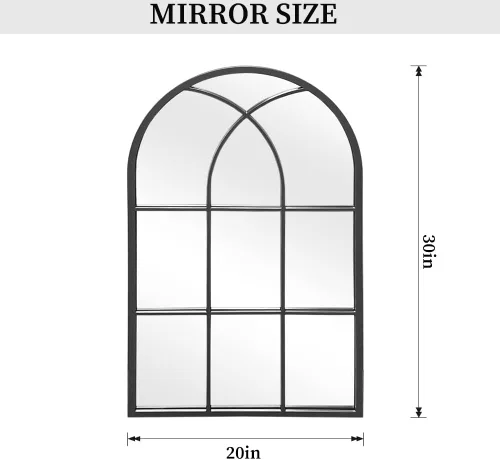 Miniatura 4 de Dewfig Espejo de Pared con Ventana Arqueada, 30"x20" Espejos de Panel de Ventana, Espejos de Tocador para Baño, Dormitorio, Entrada, Sala de Estar