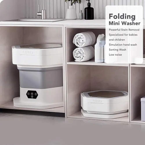 Miniatura 4 de Lavadora plegable, mini lavadora compacta, lavadora portátil con secadora de limpieza profunda, pequeña lavadora eléctrica para ropa