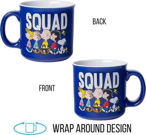 Miniatura 5 de Silver Buffalo Peanuts Squad With Sally, Linus, Charlie Brown, Lucy, Snoopy y Woodstock - Taza de cerámica para caravana, 20 onzas Peanuts Squad