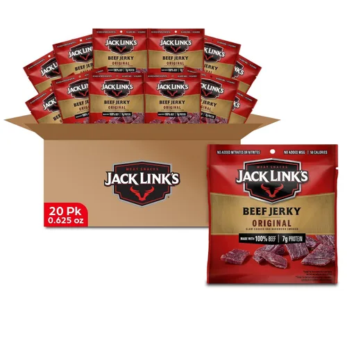 Jack Link's Paquete múltiple de carne seca de res – Original – Hecho con carne 100% real – Snacks de proteína de carne real listos para comer –