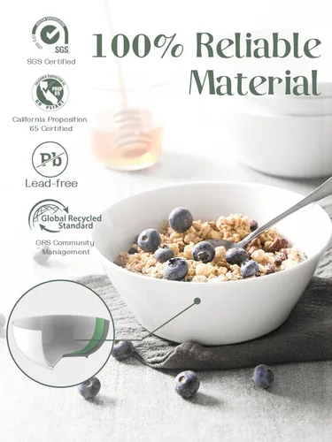 Miniatura 2 de DOWAN Juego de 4 cuencos de sopa grandes de 32 onzas, cuencos de cerámica blanca para cocina, cuencos profundos para cereales, ensalada, pasta