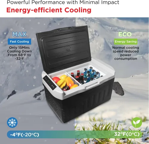 Miniatura 2 de Frigidaire Refrigerador portátil 2-en-1 de 12/24V DC y 110-240V AC con compresor – Compacto para viajes, automóvil, camping, viajes por carretera