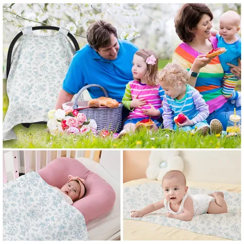 Miniatura 6 de SERAPHY Fundas de asiento de automóvil 100% muselina de algodón para bebés, toldos universales y transpirables para niños y niñas, funda suave