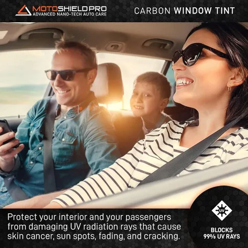 Miniatura 2 de MotoShield Pro Kit de tintado de ventana automática Personalizar sombra: Película de tinte precortada de carbono 5% - 50% para todos