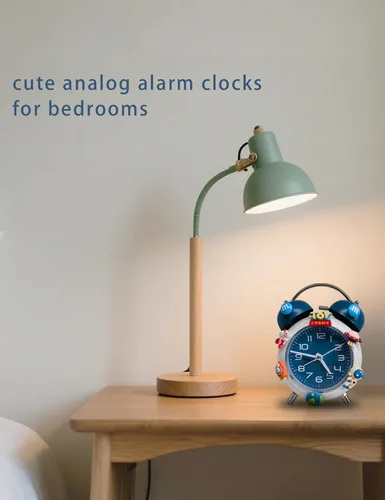 Miniatura 3 de Reloj despertador para niños, reloj analógico para niños, relojes despertadores para dormitorios con personas que duermen mucho con calcomanías