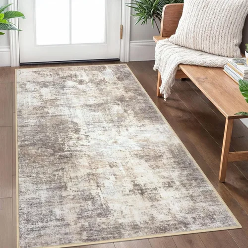 Miniatura 52 de IOHOUZE Alfombra pequeña abstracta de 2 x 3 pies, alfombra de entrada lavable para entrada interior, alfombras con respaldo de goma, alfombra gris