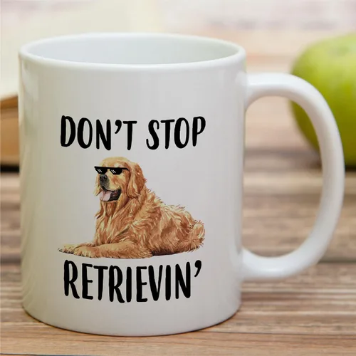 Miniatura 3 de Retreez - Taza divertida con texto en inglés "Funny Cute Golden Retriever Don't Stop Retrievin' Dog Lover", 325 ml, tazas de café de cerámica