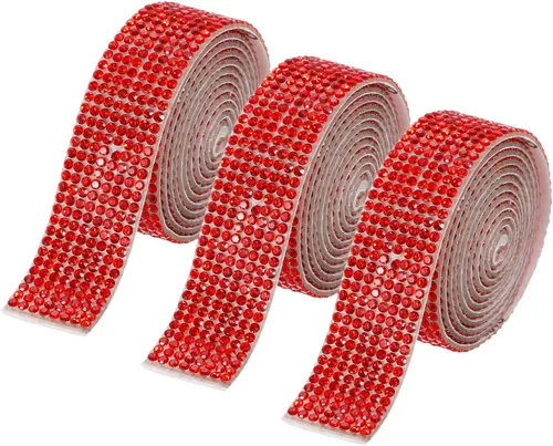 Miniatura 47 de MECCANIXITY 3 rollos de cinta de diamantes de imitación autoadhesiva de 3 yardas y 0.315 in para proyectos de artes y manualidades, pasteles de Beige