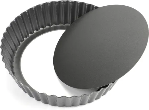 Tosnail Sartén para tartas profundas, sartén para quiche de 9.5 x 2 pulgadas con fondo suelto extraíble, bandeja para hornear acanalada