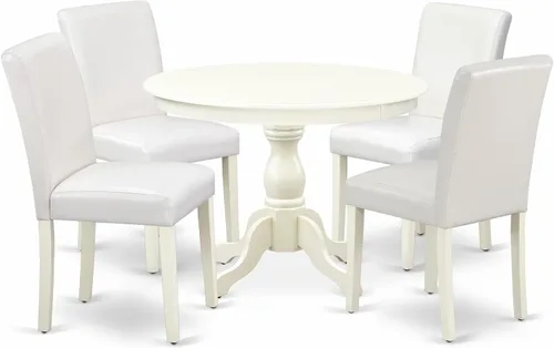 Miniatura 19 de East West Furniture HBAB3-ABK-24 Hartland - Juego de habitación de 3 piezas que contiene una mesa de comedor redonda con pedestal y sillas tapizadas