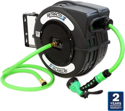 Miniatura 2 de Macnaught Carrete de manguera de jardín retráctil compacto C1 Retractable de 1/2 pulgada x 40 pies de alta resistencia de 150 PSI