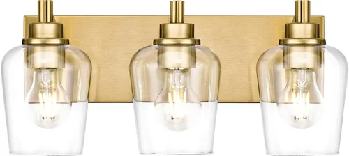 Miniatura 12 de Lámparas de baño, lámpara de tocador moderna de 4 luces con pantalla en forma de copa de vino de vidrio transparente, accesorios de iluminación Negro