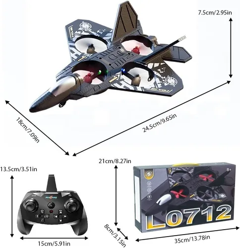 Miniatura 6 de Avión de control remoto para niños principiantes de 8 a 12 años, avión RC con luz, juguete de combate de 360°, rollo de acrobacias, regalos